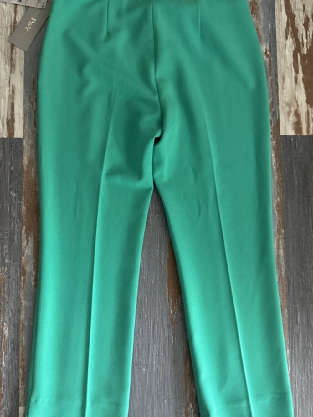 Preston & York Skinny Leg Dress Pants Size 6 Green Stretch Side Slit 33x28 NEW - Picture 4 of 9